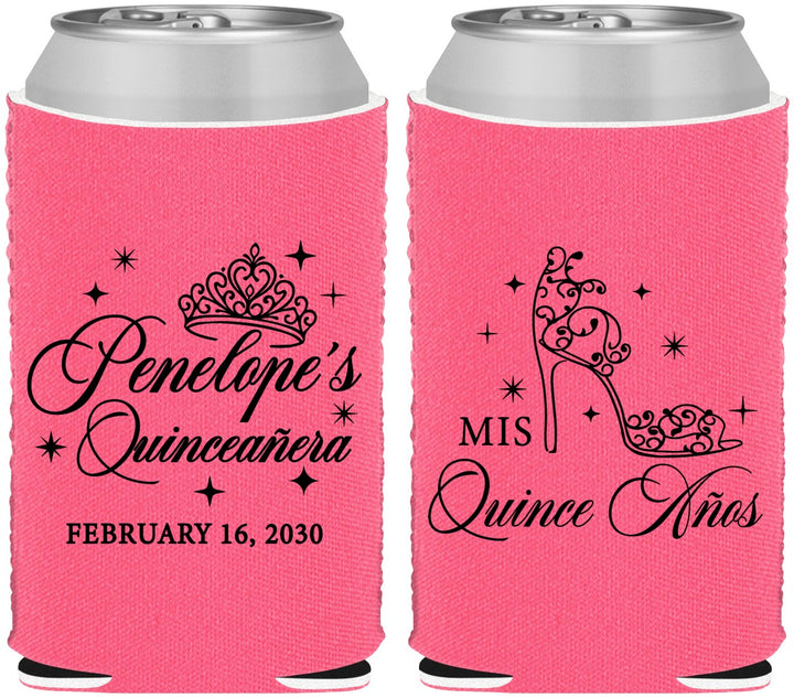 Custom Quinceanera Neoprene Can Coolers - Mis Quince Anos | 70004
