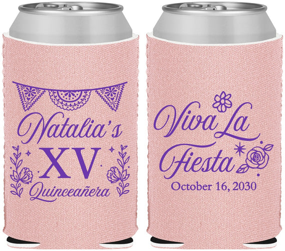 Custom Quinceanera Neoprene Can Coolers - Viva La Fiesta Quince | 70008