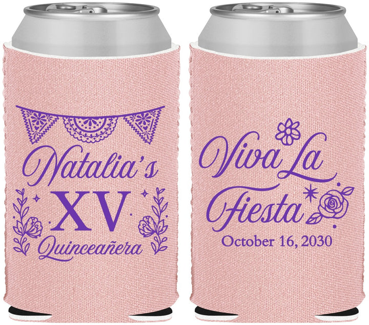 Custom Quinceanera Neoprene Can Coolers - Viva La Fiesta Quince | 70008