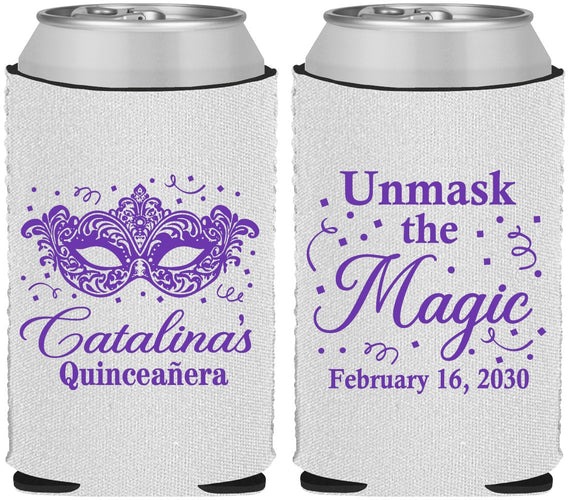 Custom Quinceanera Neoprene Can Coolers - Mardi Gras Quince | 70010