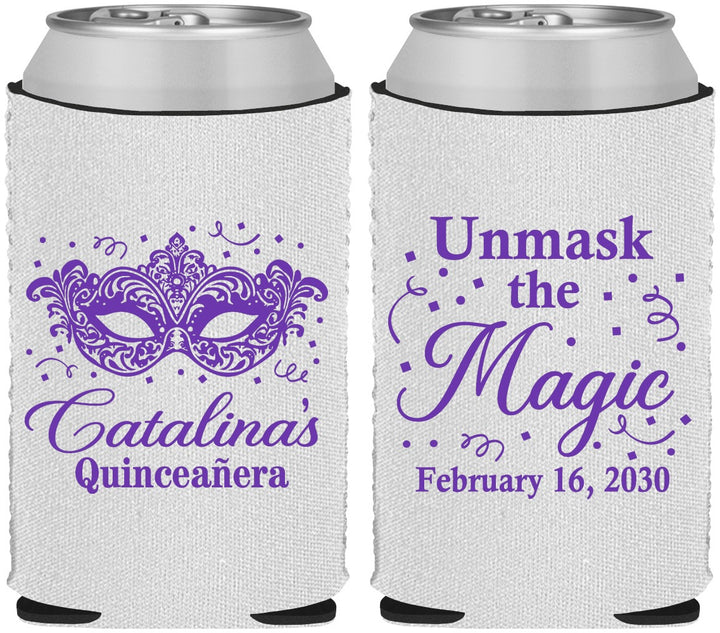 Custom Quinceanera Neoprene Can Coolers - Mardi Gras Quince | 70010