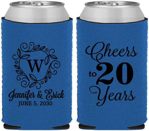 Custom Anniversary Neoprene Can Coolers - Cheers To 20 Years | 80001