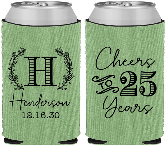 Custom Anniversary Neoprene Can Coolers - Cheers To 25 Years | 80002