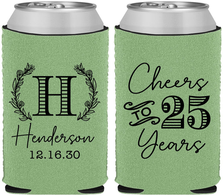 Custom Anniversary Neoprene Can Coolers - Cheers To 25 Years | 80002