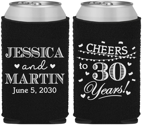 Custom Anniversary Neoprene Can Coolers - Cheers To 30 Years | 80003
