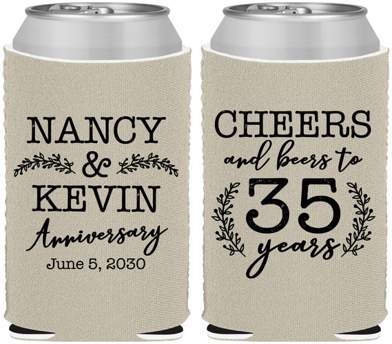 Custom Anniversary Neoprene Can Coolers - Cheers To 35 Years | 80004