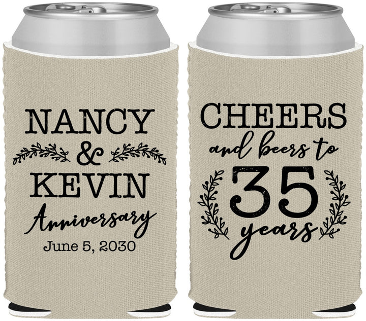 Custom Anniversary Neoprene Can Coolers - Cheers To 35 Years | 80004