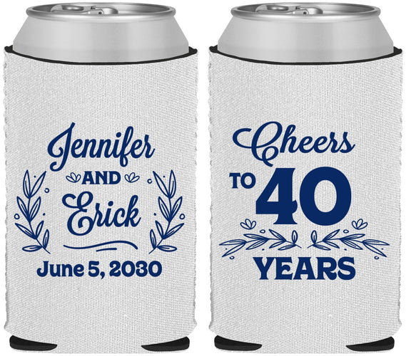 Custom Anniversary Neoprene Can Coolers - Cheers To 40 Years | 80005