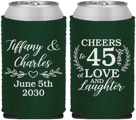 Custom Anniversary Neoprene Can Coolers - Cheers To 45 Years | 80006