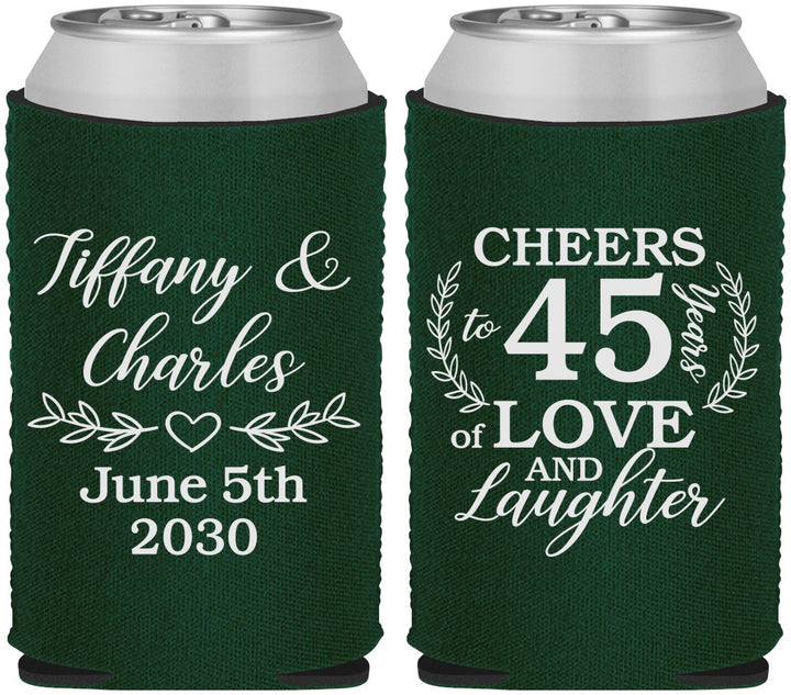 Custom Anniversary Neoprene Can Coolers - Cheers To 45 Years | 80006