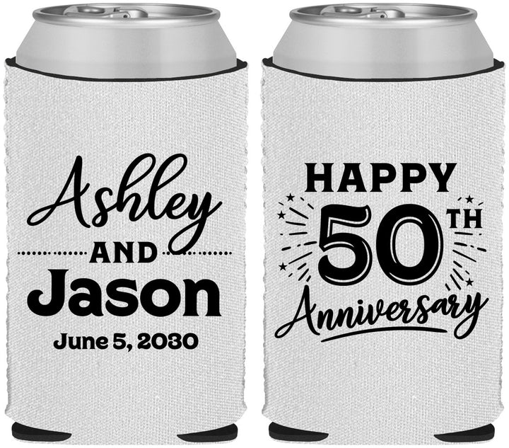 Custom Anniversary Neoprene Can Coolers - 50th Wedding | 80007