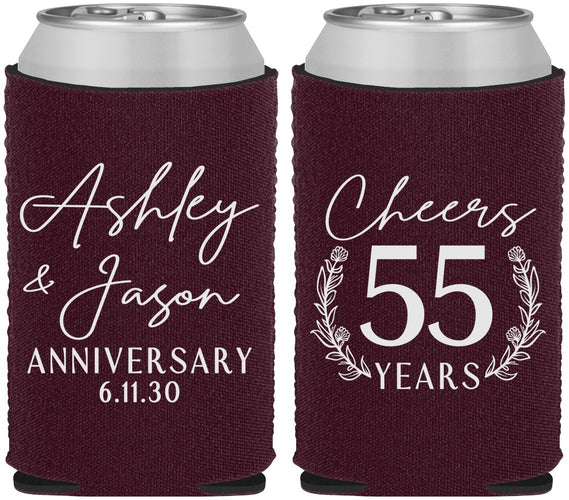 Custom Anniversary Neoprene Can Coolers - Cheers To 55 Years | 80008