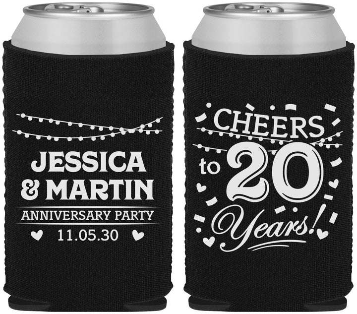 Custom Anniversary Neoprene Can Coolers - Cheers To 20 Years | 80011