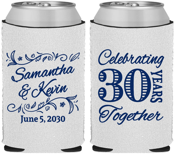 Custom Anniversary Neoprene Can Coolers - 30 Years Together | 80013