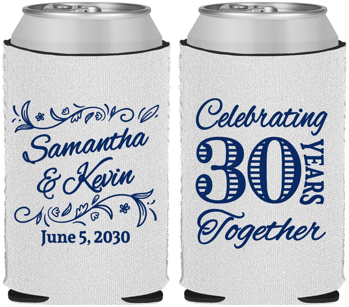 Custom Anniversary Neoprene Can Coolers - 30 Years Together | 80013