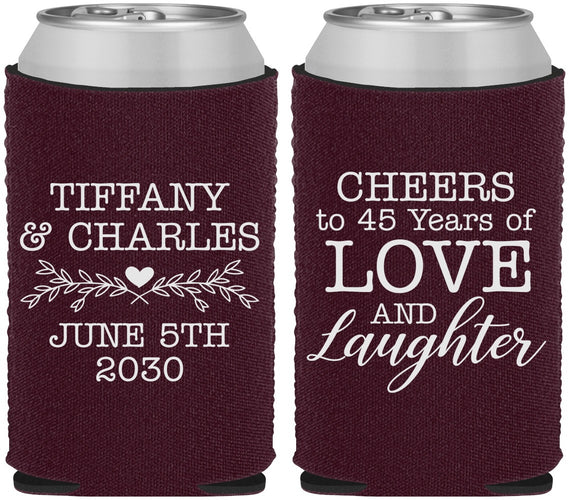 Custom Anniversary Neoprene Can Coolers - Cheers To 45 Years | 80016