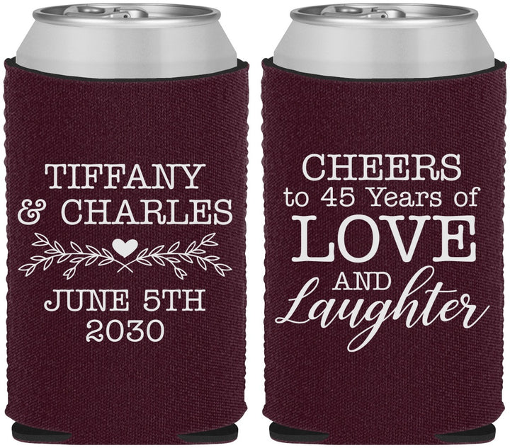 Custom Anniversary Neoprene Can Coolers - Cheers To 45 Years | 80016
