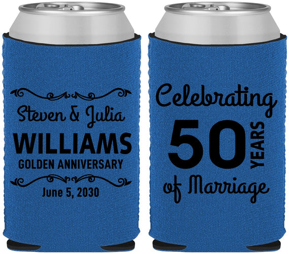 Custom Anniversary Neoprene Can Coolers - 50 Years Of Marriage | 80017