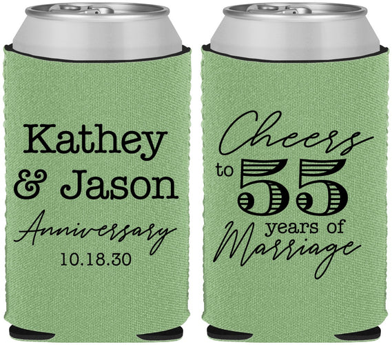 Custom Anniversary Neoprene Can Coolers - Cheers To 55 Years | 80018