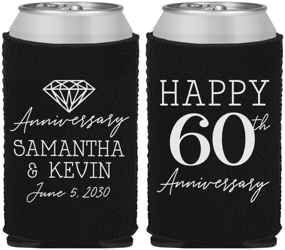 Custom Anniversary Neoprene Can Coolers - 60th Wedding | 80019