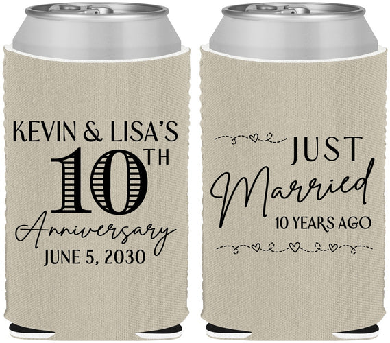 Custom Anniversary Neoprene Can Coolers - 10 Years Down | 80020