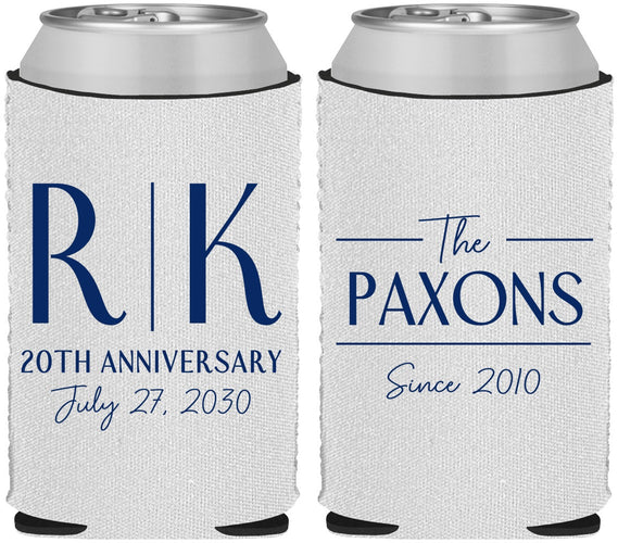 Custom Anniversary Neoprene Can Coolers - 20th Wedding | 80021