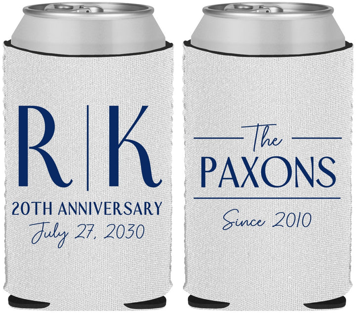 Custom Anniversary Neoprene Can Coolers - 20th Wedding | 80021