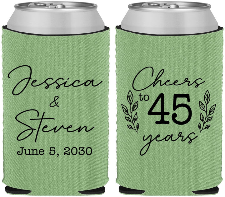 Custom Anniversary Neoprene Can Coolers - Cheers To 45 Years | 80026