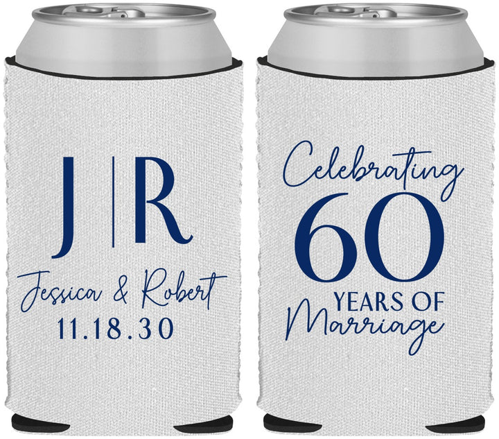 Custom Anniversary Neoprene Can Coolers - 60 Years Of Marriage | 80029