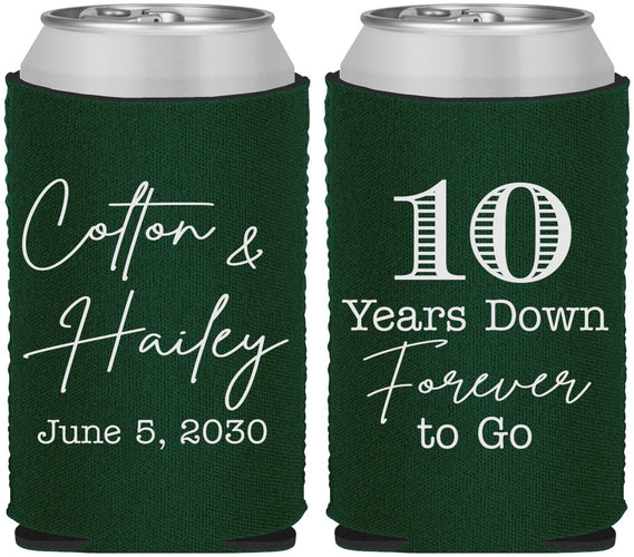 Custom Anniversary Neoprene Can Coolers - Just Married 10 Years Ago | 80030
