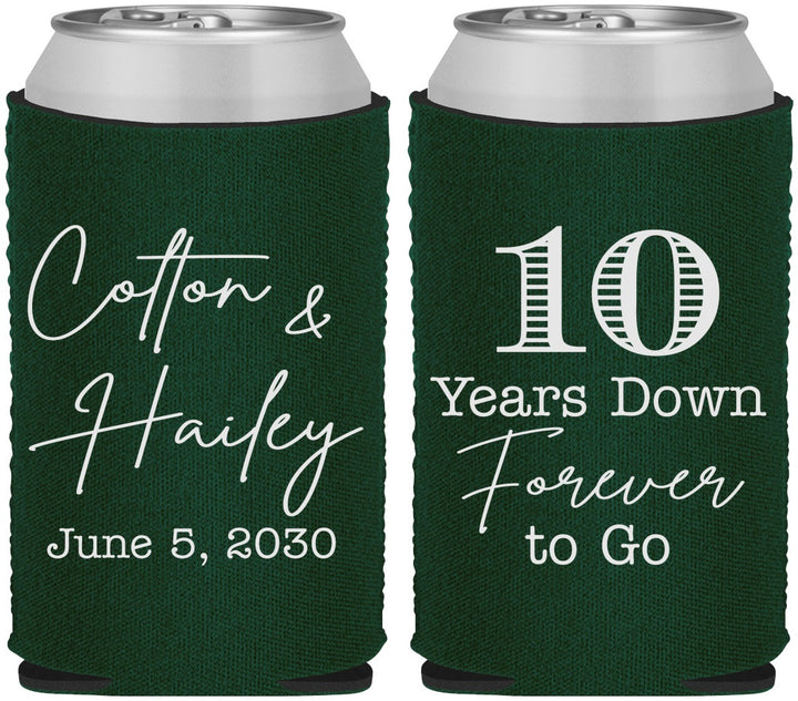 Custom Anniversary Neoprene Can Coolers - Just Married 10 Years Ago | 80030