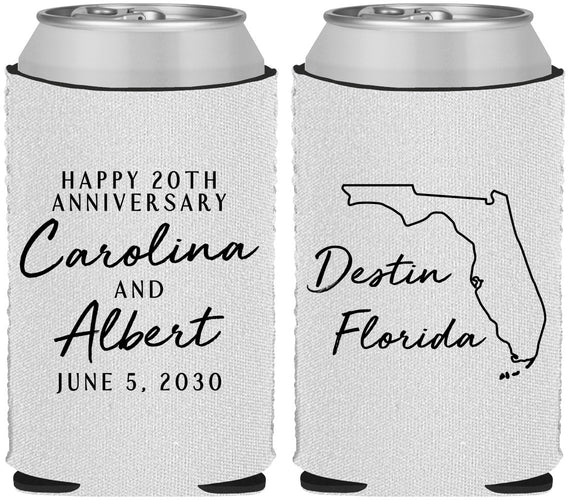 Custom Anniversary Neoprene Can Coolers - 20th Wedding | 80031