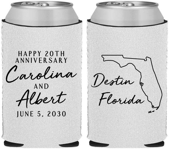 Custom Anniversary Neoprene Can Coolers - 20th Wedding | 80031