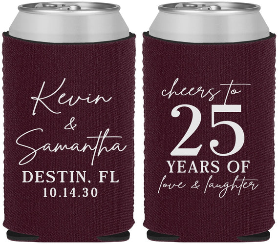 Custom Anniversary Neoprene Can Coolers - 25 Years Of Marriage | 80032
