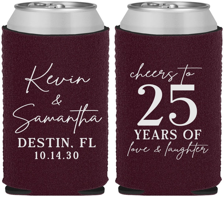 Custom Anniversary Neoprene Can Coolers - 25 Years Of Marriage | 80032