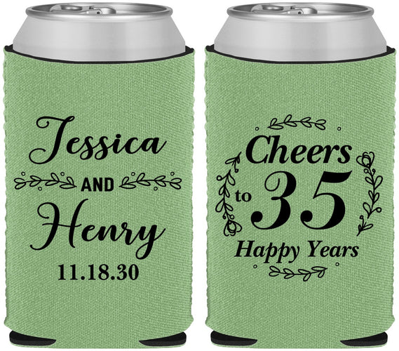 Custom Anniversary Neoprene Can Coolers - Cheers To 35 Years | 80034