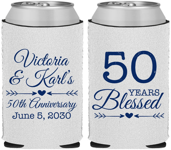 Custom Anniversary Neoprene Can Coolers - 50 Years Blessed | 80037