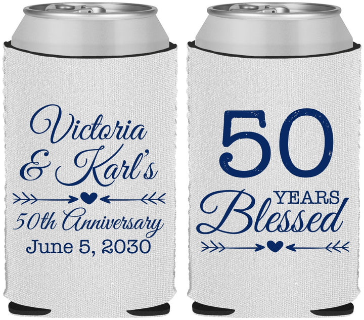 Custom Anniversary Neoprene Can Coolers - 50 Years Blessed | 80037