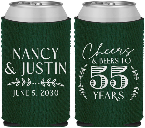 Custom Anniversary Neoprene Can Coolers - Cheers To 55 Years | 80038