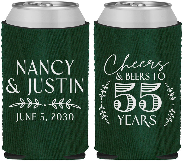 Custom Anniversary Neoprene Can Coolers - Cheers To 55 Years | 80038