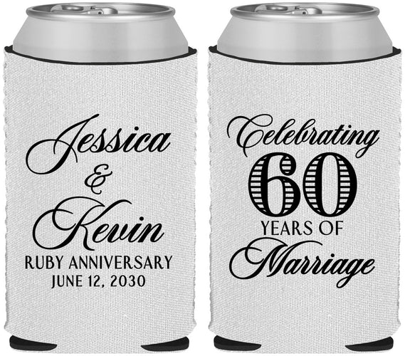 Custom Anniversary Neoprene Can Coolers - 60 Years Of Marriage | 80039