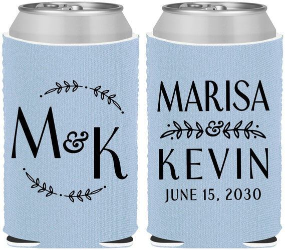 Custom Wedding Neoprene Can Coolers - Two Letter Monogram | 801