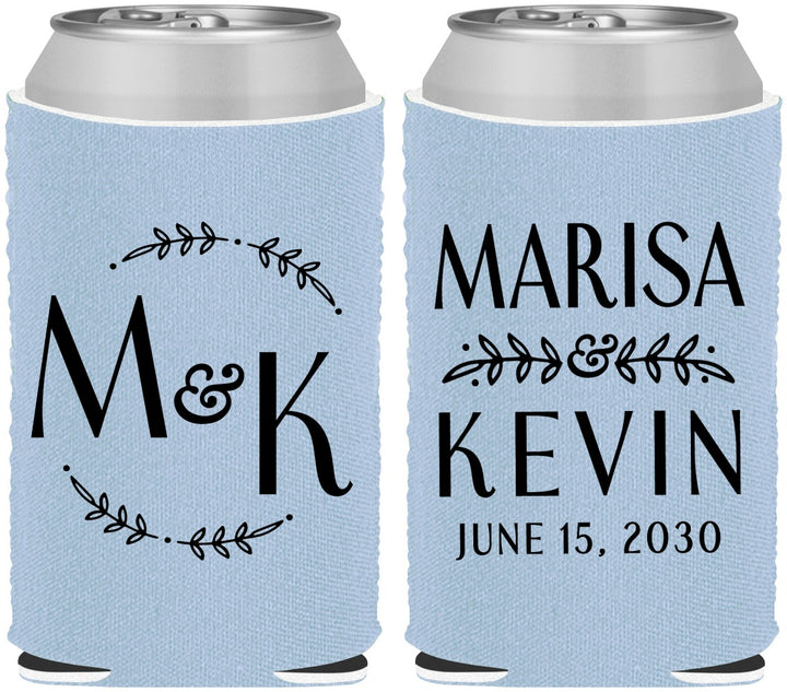 Custom Wedding Neoprene Can Coolers - Two Letter Monogram | 801
