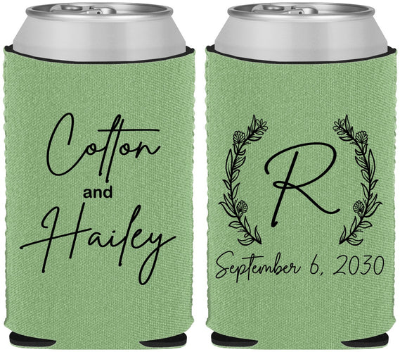 Custom Wedding Neoprene Can Coolers - Monogram | 803
