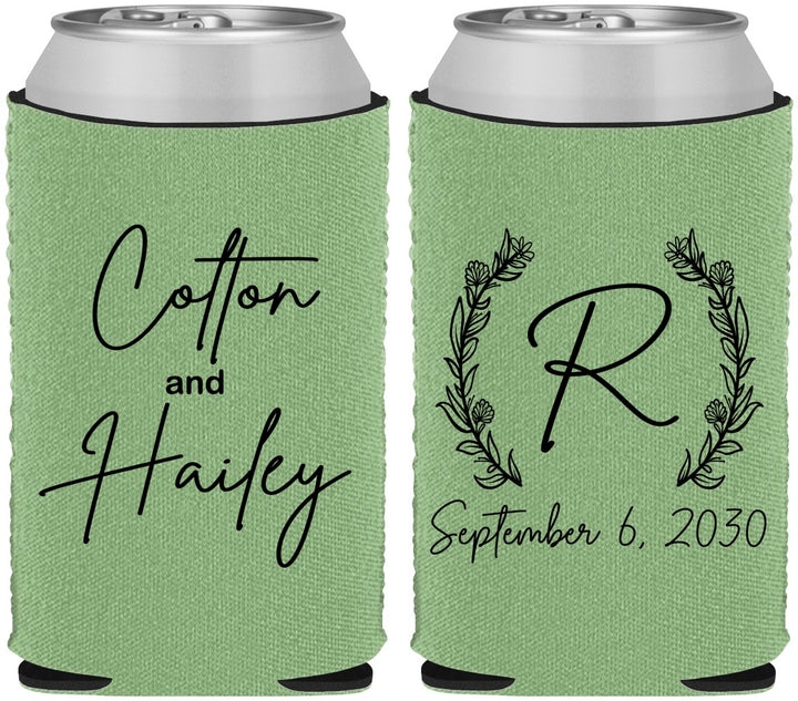 Custom Wedding Neoprene Can Coolers - Monogram | 803