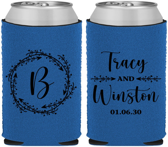 Custom Wedding Neoprene Can Coolers - Monogram | 804