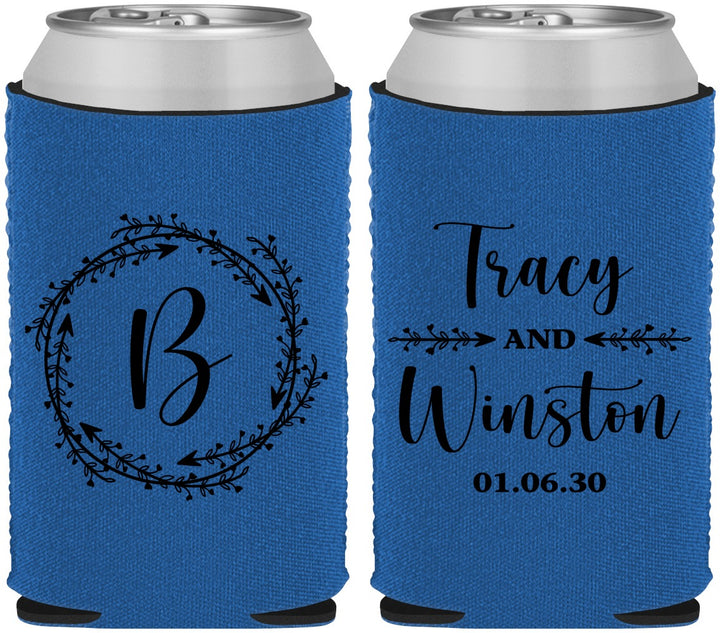 Custom Wedding Neoprene Can Coolers - Monogram | 804