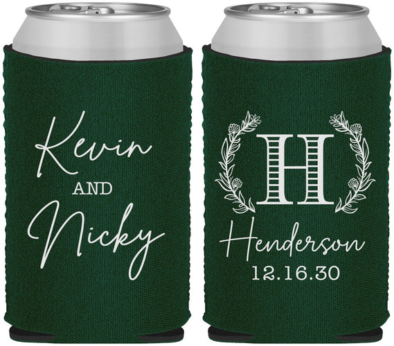 Custom Wedding Neoprene Can Coolers - Monogram | 805