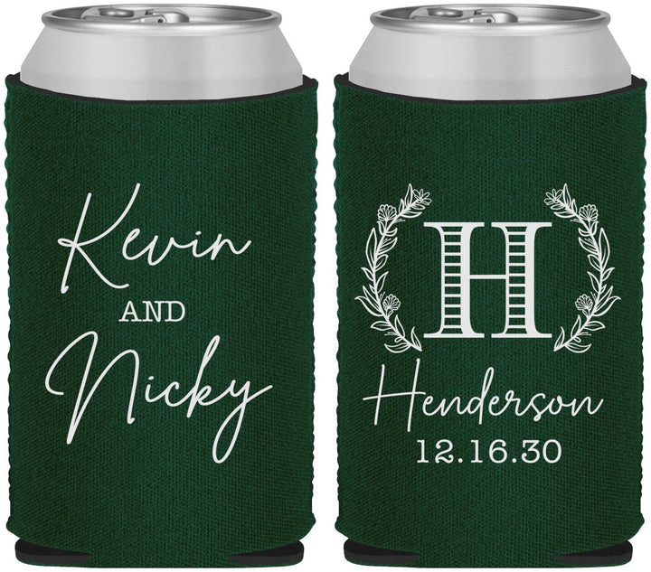 Custom Wedding Neoprene Can Coolers - Monogram | 805