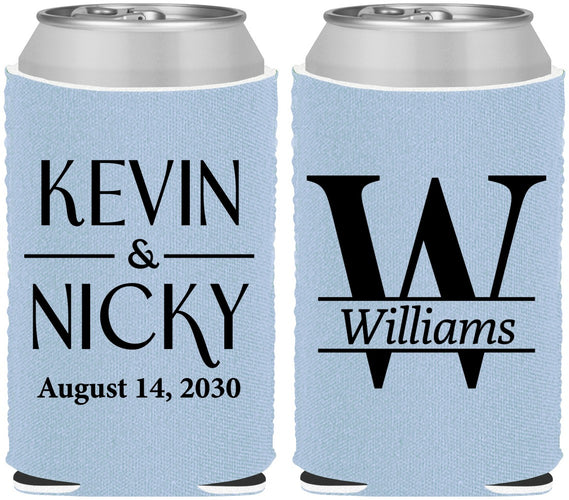 Custom Wedding Neoprene Can Coolers - Monogram | 806